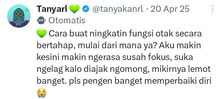 Mari kita usahakan asuransi terbaik untuk otak agar tetap tajam : 

1. DHA
2. Creatin
3. Vitamin D
4. Vitamin B12
5. Magnesium