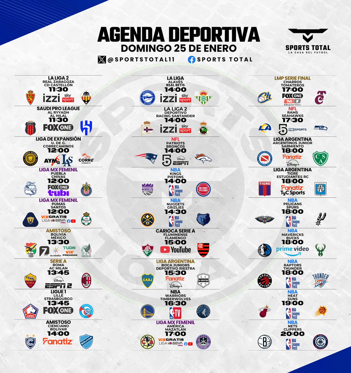 SportsTOTAL11's tweet photo. Tendremos un SUPER #DomingoFutbolero 😍 https://t.co/g6Lrc6nMbQ