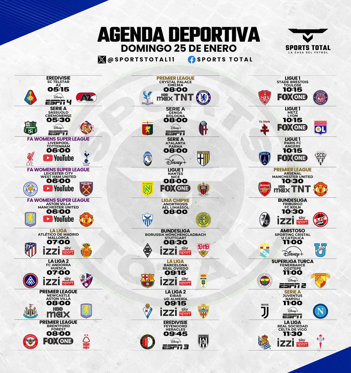 SportsTOTAL11's tweet photo. Tendremos un SUPER #DomingoFutbolero 😍 https://t.co/g6Lrc6nMbQ