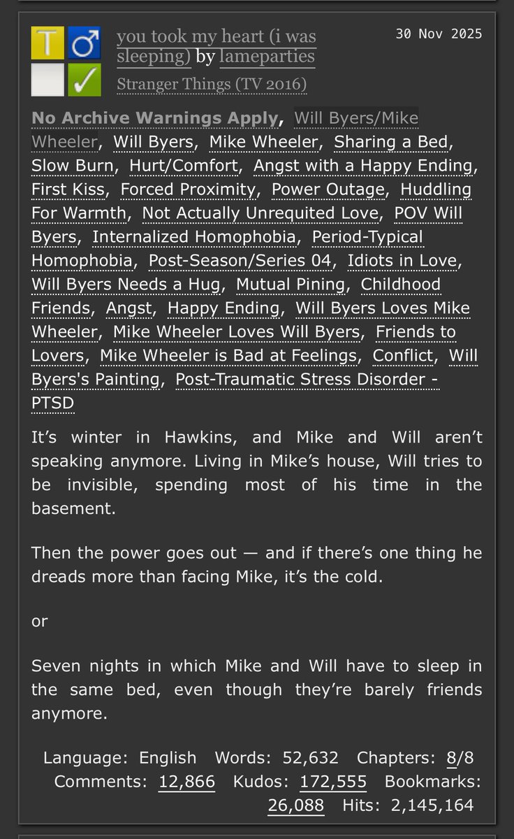 heartofbyers's tweet image. byler power outage fic officially became the second most kudo'd fanfic in the entire site of ao3, and it did that in the span of 2 months... 

genuinely how did that happen