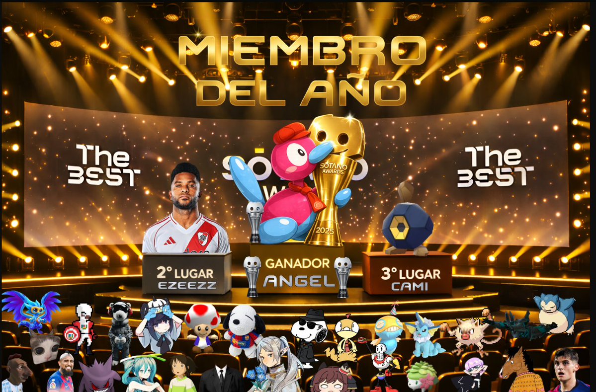 Angel13zr's tweet image. No tengo palabras para agradecerle a @CriptorSans @cenakin08 @Isden_ por haber organizado los Sótano Awards
Gane el miembro del año después de 5 años 🥺
@condexusuvu @Ezeeezzz completan el podio.
Muchas gracias a @Dracsnox por haber creado el server en 2021.
❤️‍🩹
#SotanoAwards2025