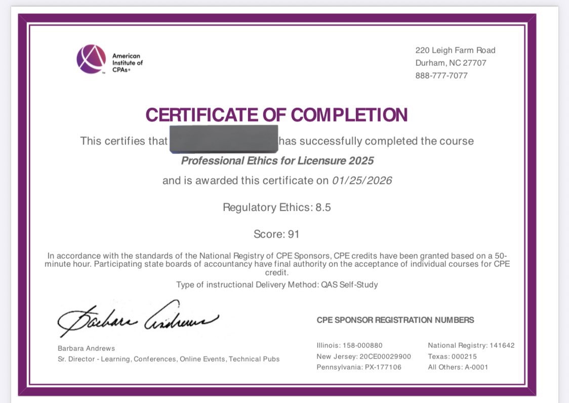 AICPA倫理試験無事修了。
あとは学歴評価とアビタス面談やけど、NIESの遅さを考えると、ライセンスは5月頃やと予想。