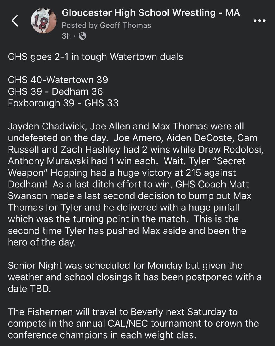 Gloucester HS (MA) Fishermen Wrestling tweet media