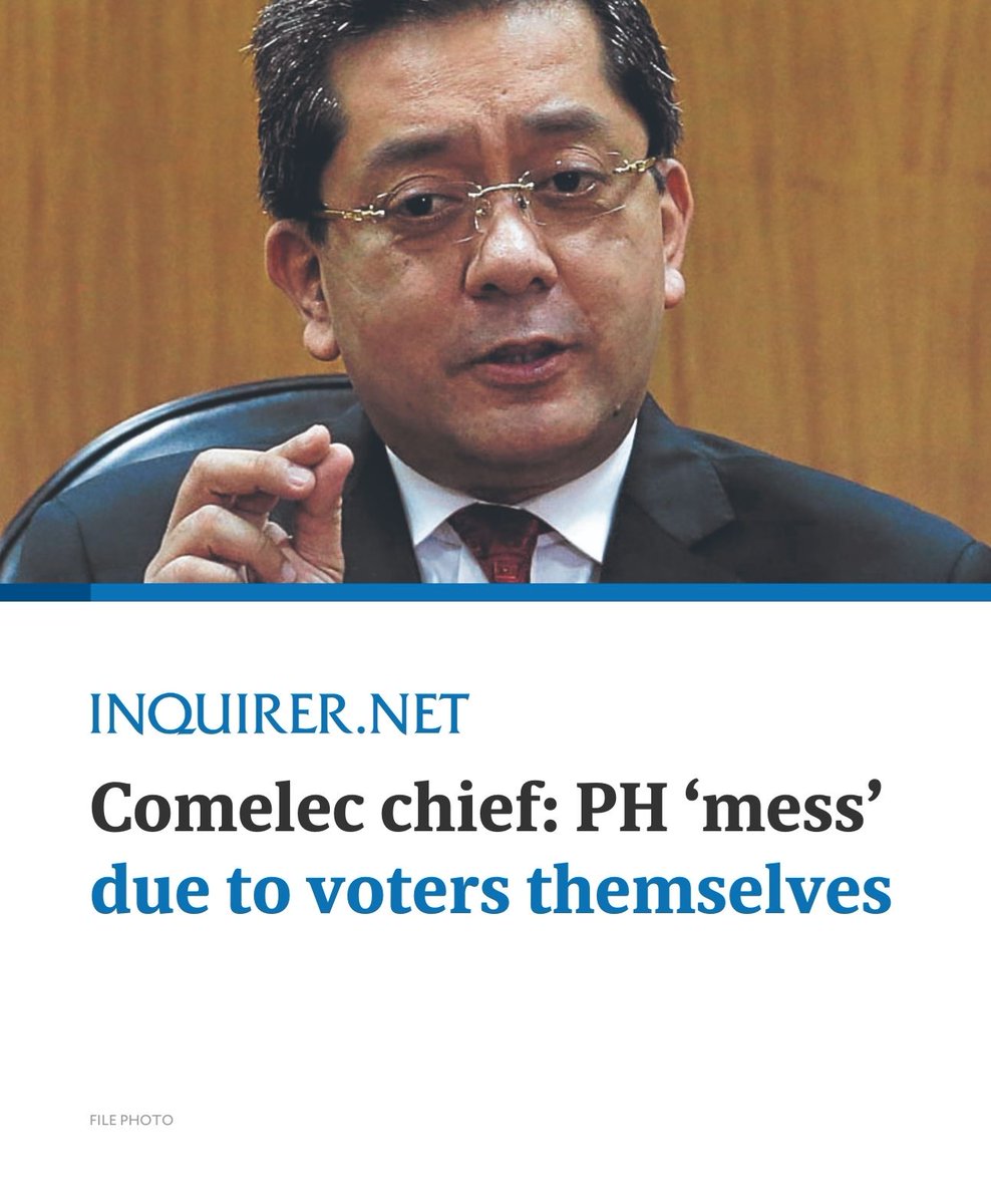 inquirerdotnet's tweet image. REALITY CHECK

“Only voters, or those citizens who do not choose the right leaders, can be blamed for the country’s mess. We should always remember this,” Commission on Elections (Comelec) Chair George Erwin Garcia said as he urged voters to choose wisely in the Barangay and…