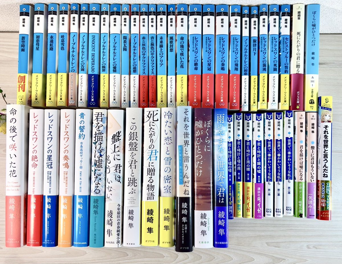 Syun_Ayasaki's tweet photo. 本日でデビュー16年です。

単行本13冊。
文庫36冊。
ノベルス1冊。
単著は50冊になりました。

今年はミステリを２作品、刊行します。
ミステリが好き過ぎて、なかなか挑戦出来ずにいたけど。何年もかけて準備してきました。
どうか読んで頂けますように。 https://t.co/GrNIWqizFa