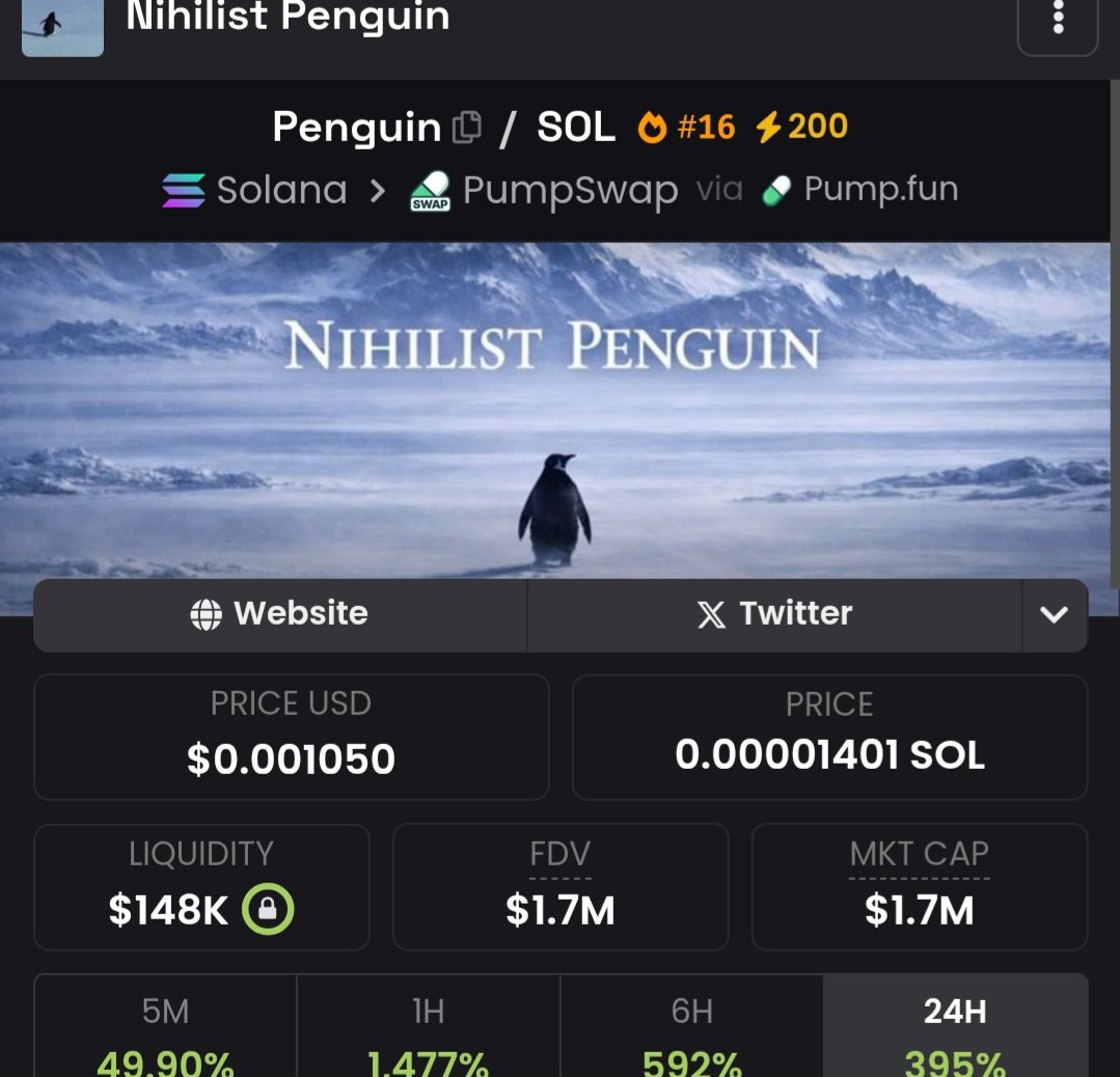 Pumping back again just after i posted 😎

Congrags to all who follow 💪

1.7Milly mc now 💰 $PENGUIN

✅️(🔥SOLANA)Trade with the Fastest,Secure &amp; Reliable Bot (Trojan Bot),to Get in Early &amp; also Enjoy 10% discount on Fees &amp; 20% CashBack 🔥👇
t.me/solana_trojanb…