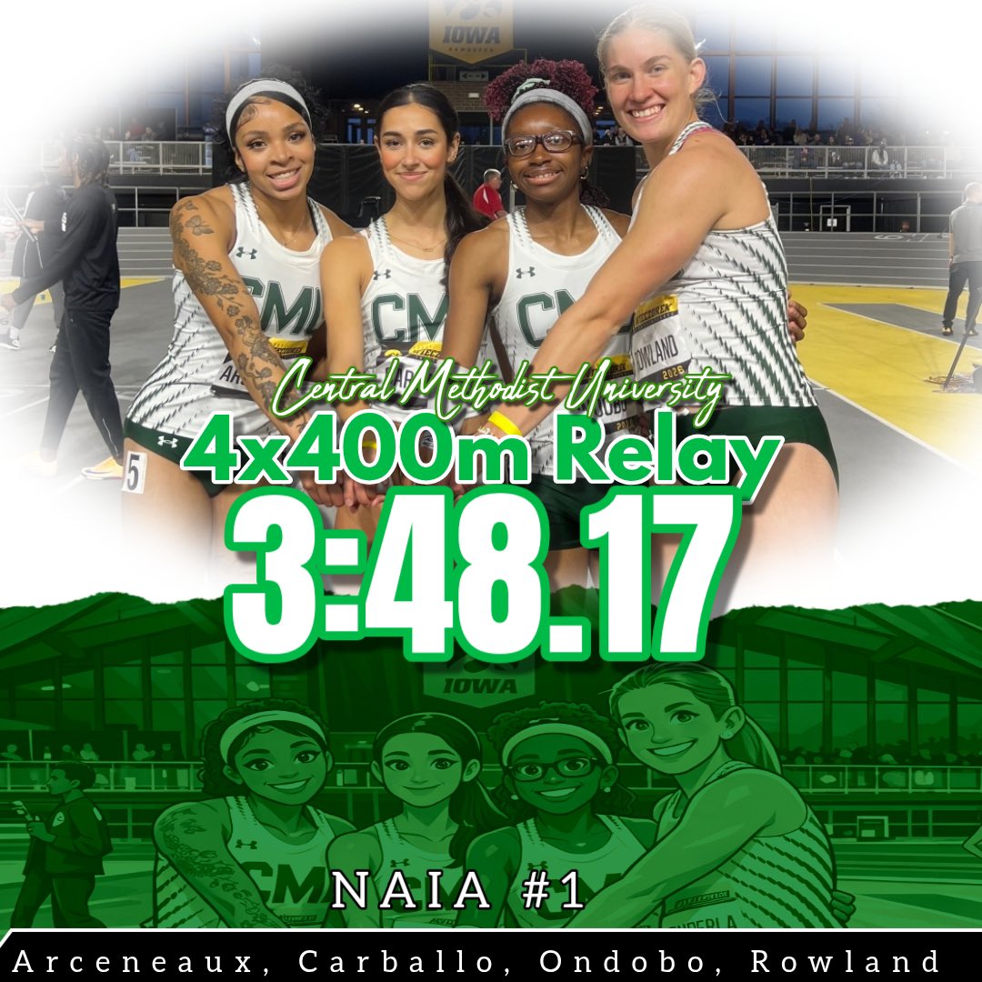 CoachKenny__'s tweet image. #moneyseason💸 #EarnYourWings #4x4 #FoByFo 
Bailey Arceneaux, Aroa Carballo, Diane Ondobo, Allena Rowland run 3:48.17 at the Larry Wieczorek Invitational at the University of Iowa.