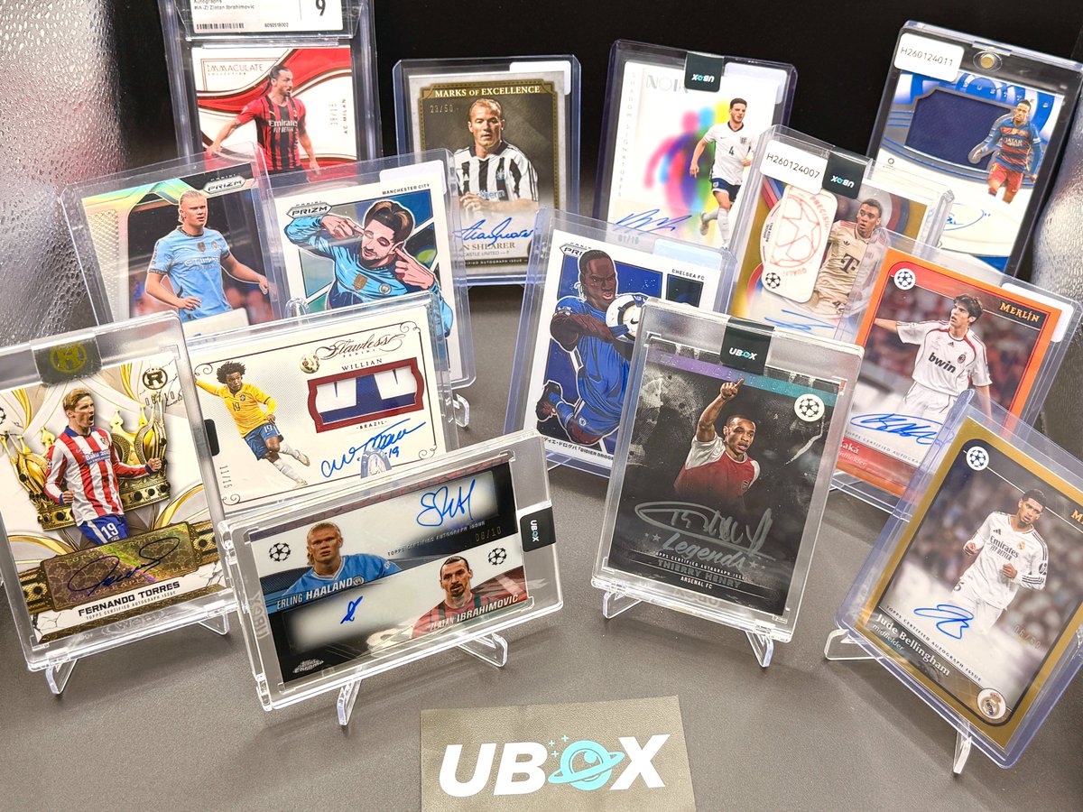 UBOX_cardcenter's tweet photo. 【UBOX Repack】サッカーシリーズ新登場‼️

本投稿に「いいね＆リポスト」してくれた方の中から、抽選で2名様にそれぞれ3,000PTをプレゼント‼️🎁
締め切りは1/29(金)まで‼️

サイン／メモラビリア／未開封BOXが当たる確率は50％‼️
さらに10％以上がHIT枠という豪華構成✨
販売数はわずか400口で、当たりを狙いやすく、賞の分布もよりバランス良く設計されています。

🎯HITラインナップ
・ハーランド＆イブラヒモビッチ デュアルオート 10シリ✨
・アンリ インセプション シルバーインクオート✨
・Reverence フェルナンド・トーレス オート 10シリ✨
・ドログバ 大判コミックアートカード✨
・イブラヒモビッチ 15シリオート✨
・Merlin ベリンガムオート✨

S賞だけでなく、A賞にも高品質でレアなカードが多数登場。カットが美しいAUTO Patch、Excellenceオート、大判コミックアートカードなど、見どころたっぷりの構成になっています‼️

価格：4,800PT
販売数：400口

https://t.co/AsoHVk9efB