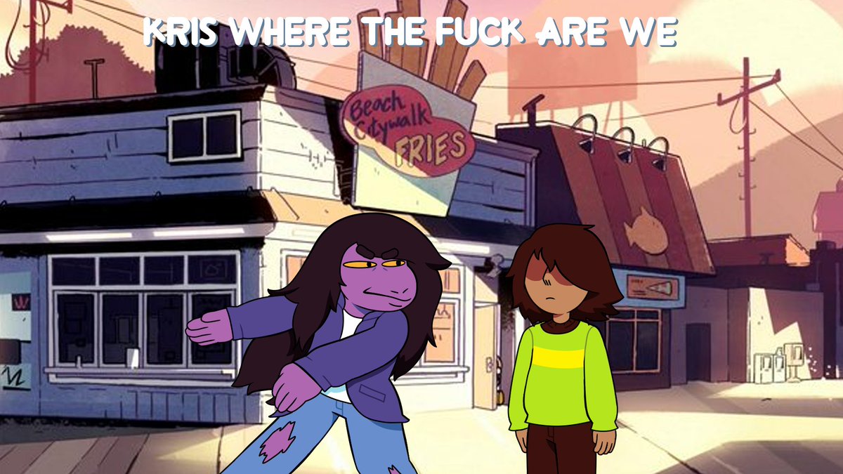 phillibust's tweet photo. Figure I'd get in on this trend #stevenuniverse #deltarune #susie #kris https://t.co/KgSl2VPVhP