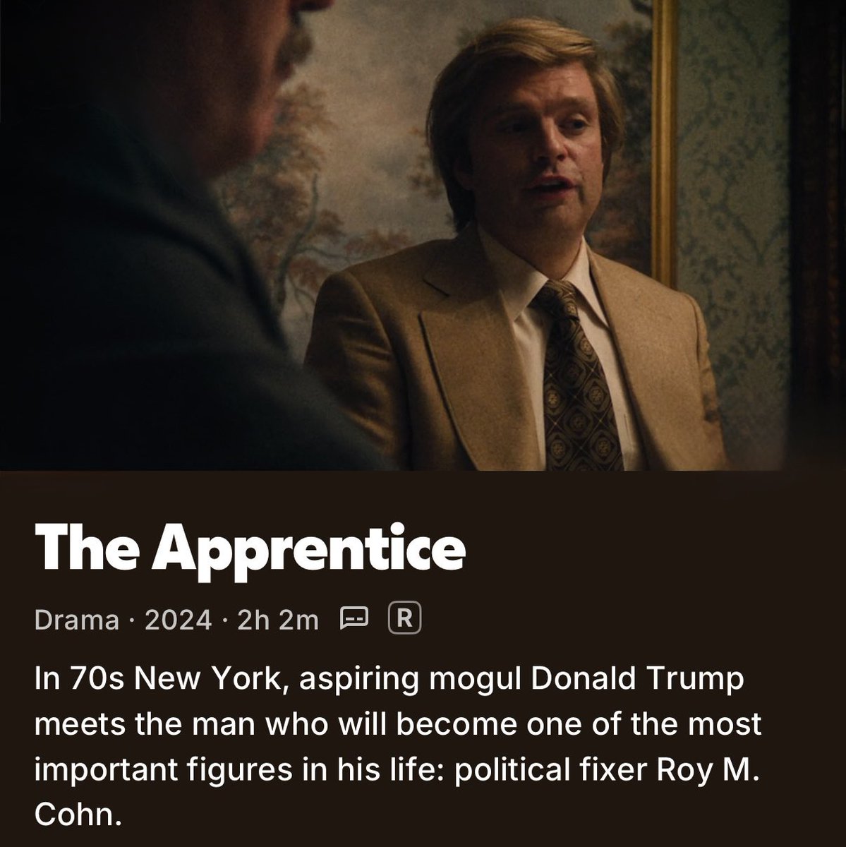 The movie ‘The Apprentice’ that Donald Trump doesn’t want you to see is now streaming on Prime, Tubi, Roku, Plex, and Pluto TV.
