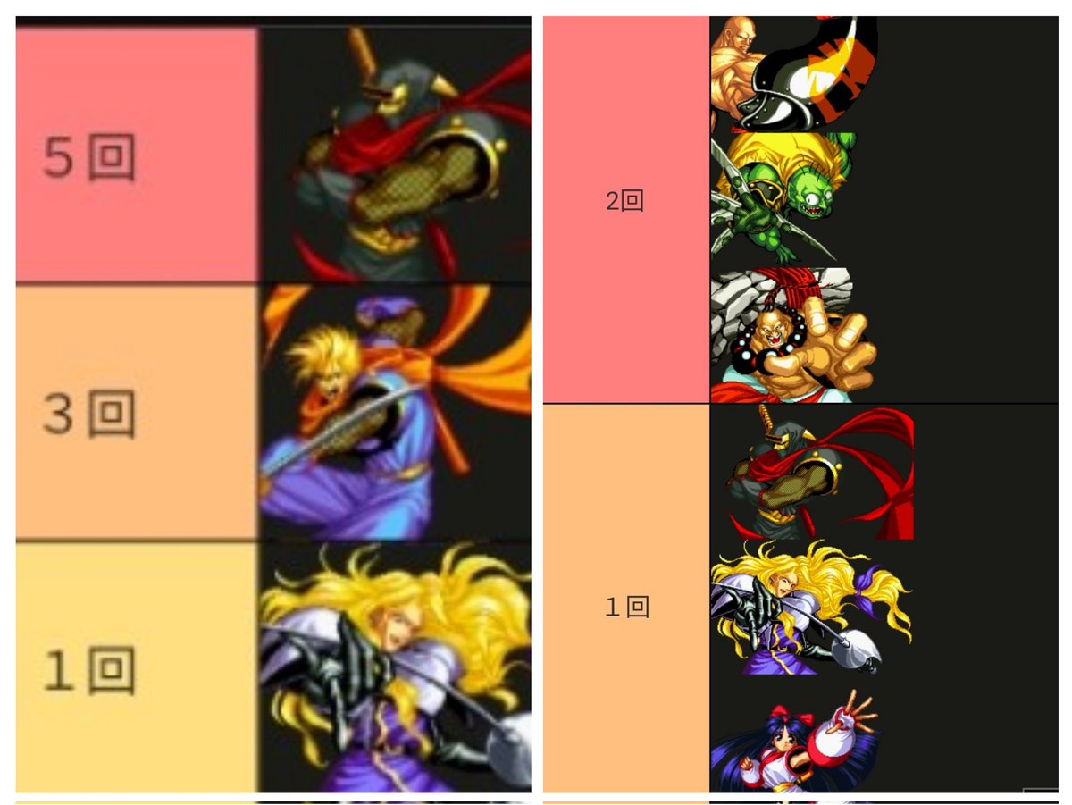 真サムライスピリッツ世界大会 (過去9回開催) ←左側は歴代優勝キャラ