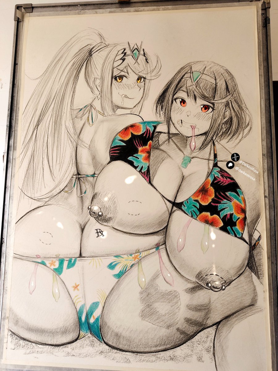DarkestRosa's tweet photo. xenoblade  --- Pyra &amp; Mythra❤️💛
happy birthday boss😇🥰

commission for @Dpirate123 https://t.co/9EZWAiXPMG