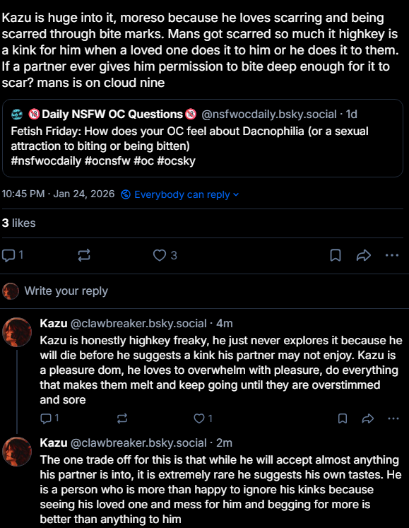 NSFW Kazu lore courtesy of oc questions