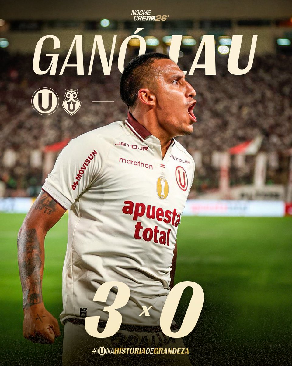 𝗚𝗔𝗡𝗢́ 𝗟𝗔 Ⓤ 🤩💪

⏱️ | 𝗙𝗜𝗡𝗔𝗟 𝗗𝗘𝗟 𝗣𝗔𝗥𝗧𝗜𝗗𝗢 𝗘𝗡 𝗘𝗟 <a href="/Monumental_U_/">Estadio Monumental Ⓤ Marathon</a> 

⚽ Universitario 3-0 Universidad de Chile

#NocheCrema
#UnaHistoriaDeGrandeza