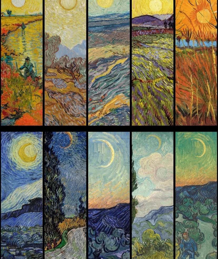Arteymas_'s tweet image. “Algunos atardeceres de Vicent Van Gogh”. 🎨🖌️🌅