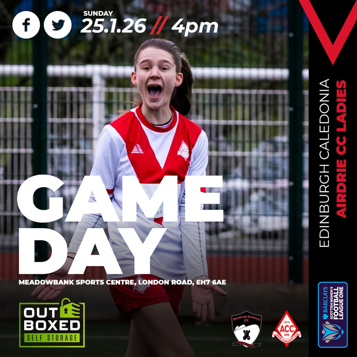 AirdrieCCLadies's tweet photo. ‼️ Game Day ‼️

What Sunday's are all about 🐝

⏰️ 4pm Kick Off 
📍 Meadowbank Sports Centre, Edinburgh 
🆚️ @EdinburghCaley
🏆 Barclays Foorball League One

#shinebrightlikeadiamond #weareairdrie https://t.co/RPY8daP1q2