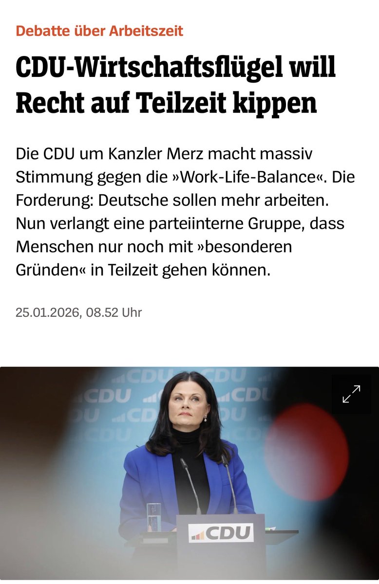 Die <a href="/CDU/">CDU Deutschlands</a> will Recht auf Teilzeit kippen. Ein Schlag ins Gesicht für Frauen mit Kindern ohne Kitas oder Ganztagsschule. Rentenkürzung, Krankengeld, Kündigungsschutz: die CDU will Arbeitnehmerrechte schleifen, hält Arbeitnehmer für zu faul. Dabei halten sie den Laden noch aufrecht
