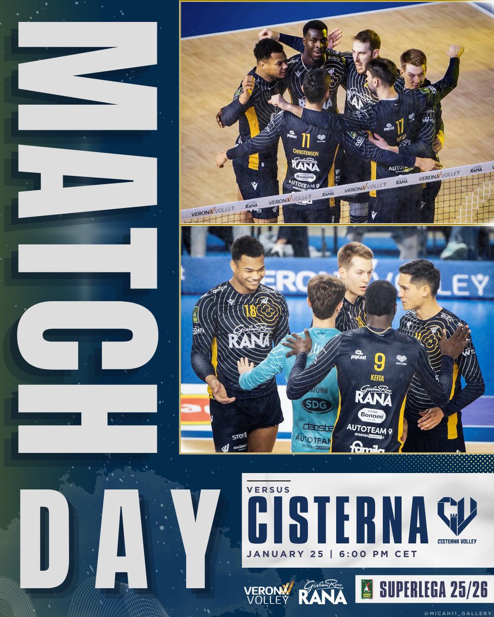 Micah11_Gallery's tweet image. Match Day 😏 | Round 2

📍: Rana Verona 🆚 Cisterna Volley
📅: January 25 | 🕗 6:00 PM CET
🏆: SuperLega 25/26

#NoiVerona 💛💙
