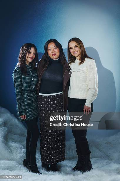 nattyfanstar's tweet photo. JANUARY 24: Jenna Ortega, Cathy Yan and Natalie Portman of "The Gallerist" are photographed for Los Angeles Times on January 24, 2026 in Park City, Utah https://t.co/GMEKNprzmj