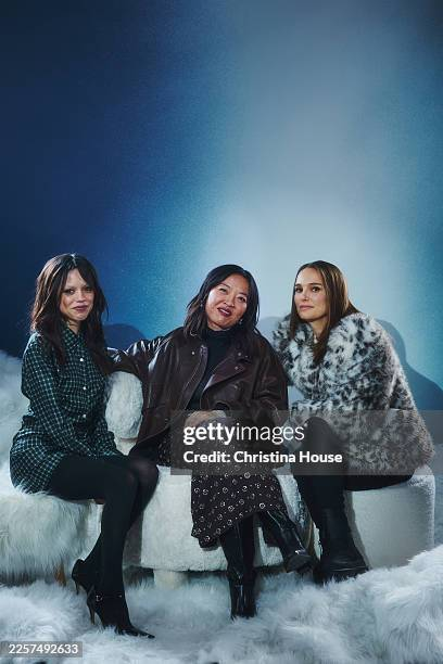 nattyfanstar's tweet photo. JANUARY 24: Jenna Ortega, Cathy Yan and Natalie Portman of "The Gallerist" are photographed for Los Angeles Times on January 24, 2026 in Park City, Utah https://t.co/sWDytdJlXW