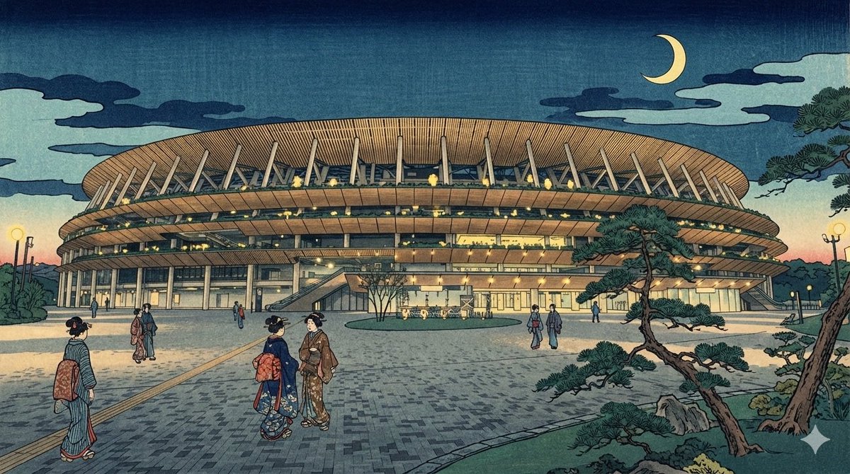 国立競技場　夜の景