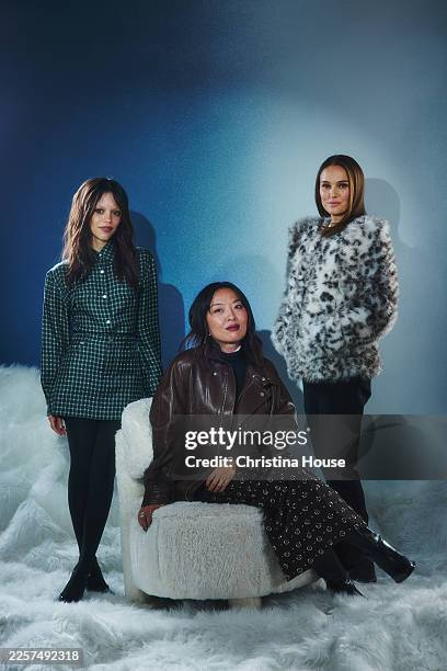 nattyfanstar's tweet photo. JANUARY 24: Jenna Ortega, Cathy Yan and Natalie Portman of "The Gallerist" are photographed for Los Angeles Times on January 24, 2026 in Park City, Utah. https://t.co/9gDmg4S4DD