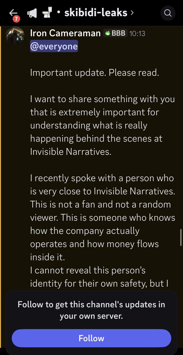 foralexeyger's tweet image. Our work is working Invisible Narratives are struggling financially and that’s why they are staying in the shadows our voices are been heard and with the letter towards them they don’t have a chance even in the worst scenario to reject #SKIBIDITOILET #BringBoomBack