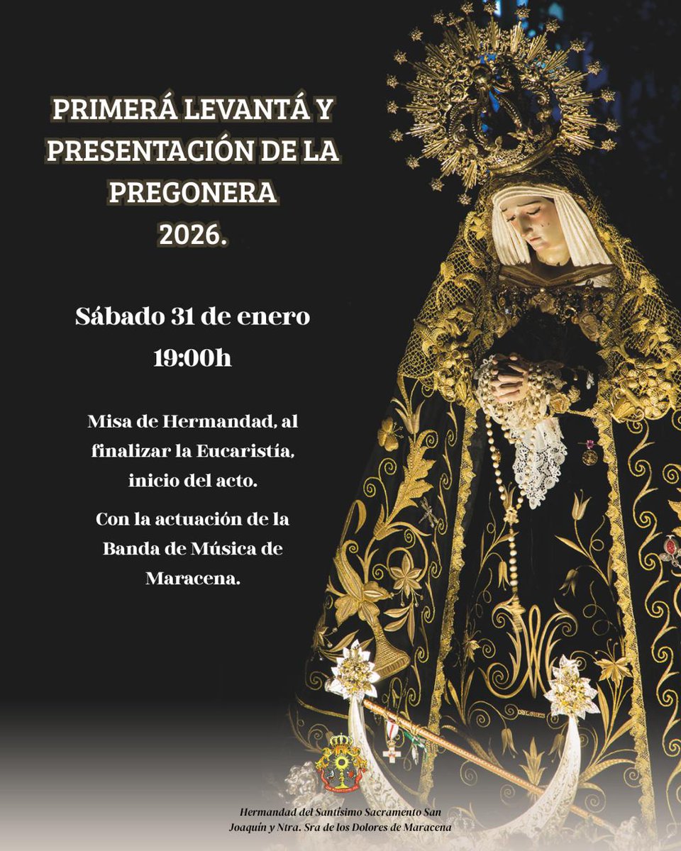 ✨ Primera Levantá y Presentación de la Pregonera 2026 ✨

La Hermandad se prepara para uno de los momento más importantes que da inicio a la preparación de un nuevo Viernes de Dolores.