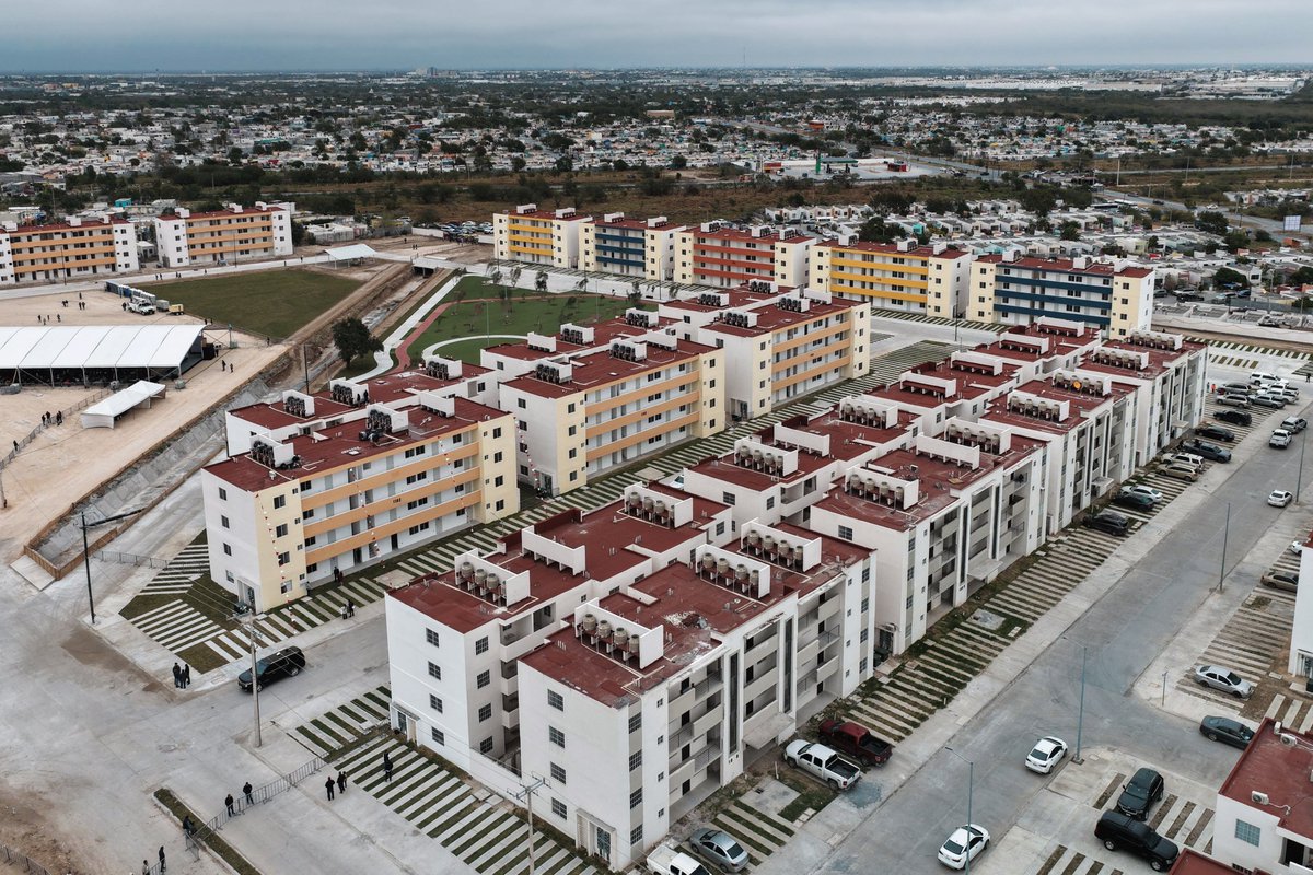 🚨🇲🇽 BREAKING: President Sheinbaum DELIVERS HOUSING for the second time this weekend. 

This time a whole apartment complex with a park in Tamaulipas.  

She's on track to build over 1,000 new homes DAILY throughout 2026.