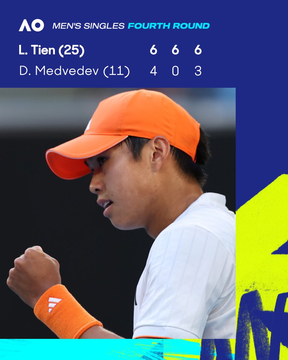 AustralianOpen's tweet image. Masterclass.

Learner Tien excels on his way to a maiden Grand Slam quarterfinal 👏