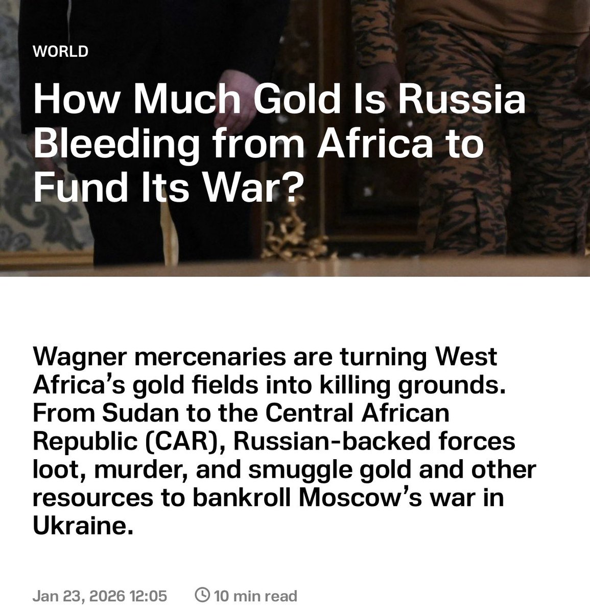 Remember how we condemned the ‘colonialist west’ for looting Africa? Russia is doing that TODAY and using the money to murder civilians in Ukraine. It would be good to express outrage.