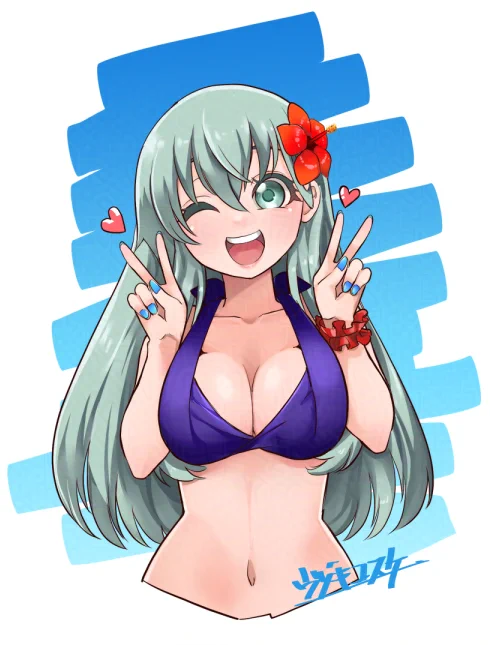 寒いので鈴谷さんの水着を見て暖をとりましょう( ˘ω˘ )