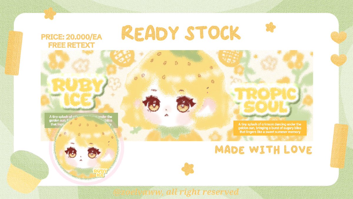 help rt, thanks! 🩷

۰ ۪۪۫۫ · 🍥🥢 hii aku ada 4 layout ready stock chibi buah. harganya only 20k/ea free retext all teks. yuk jajan♡ #zonauang