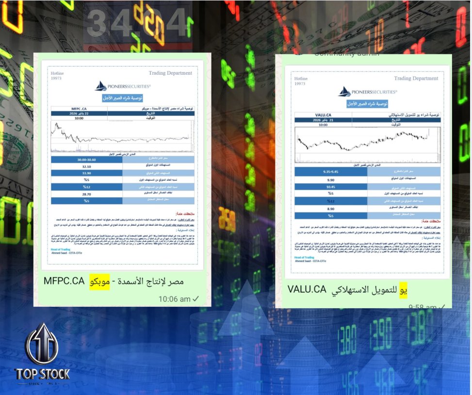 #يو للتمويل الاستهلاكى تصل للهدف الثانى بارتفاع بمقدار👈 12% من سعر الشراء المحدد

#مصر لإنتاج الاسمده -موبكو تصل للهدف الاول بارتفاع بمقدار 👈5% من سعر الشراء المحدد

ا تضيع الفرصة! افتح حسابك الاستثماري الآن وانضم إلى نخبة 
المستثمرين الذين يحققون النجاح مع بايونيرز!

رابط