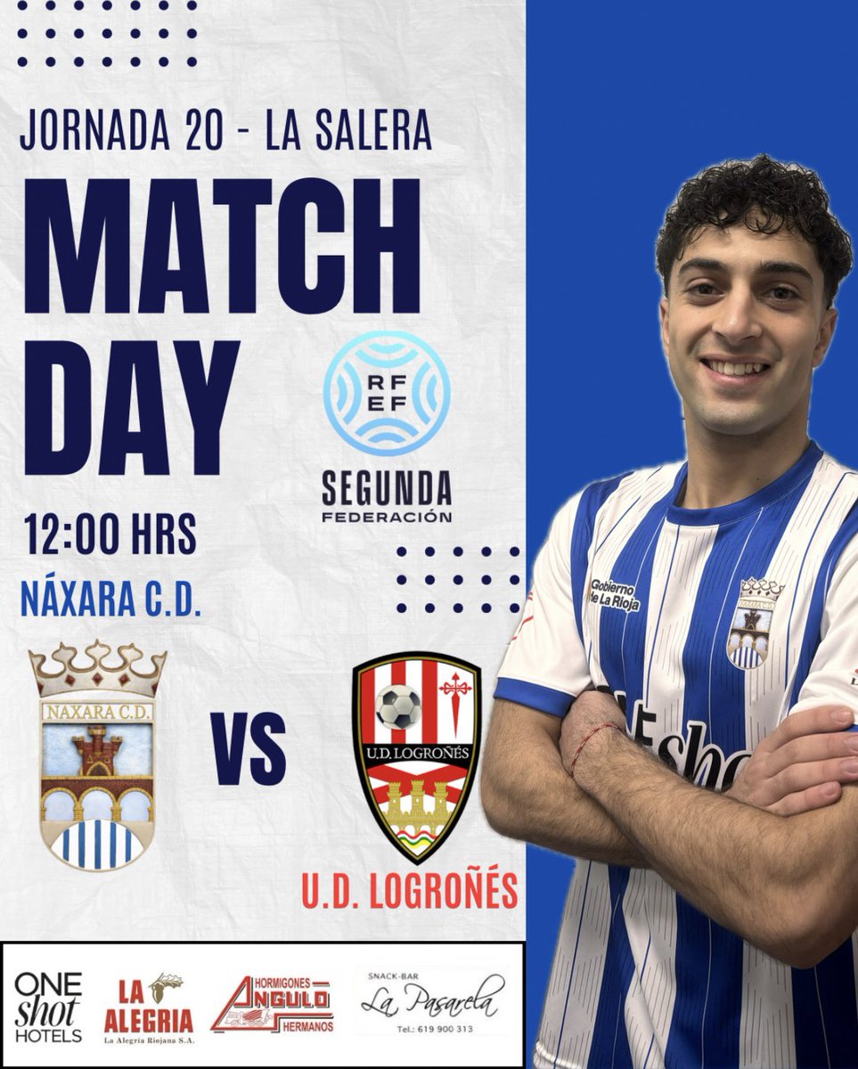 Naxaracd's tweet photo. ⚔️MATCH DAY

⚽💙¡Hoy visita La Salera nuestros vecinos de la @udlogrones!🤍⚽

Nos vemos en casa afición.🏟️

🕠 12:00 hrs

¡Vamos a por todas!🔥

#ForzaNáxara #JuntosSomosMásFuertes #NaxaraCD https://t.co/1TAgvGQDZz