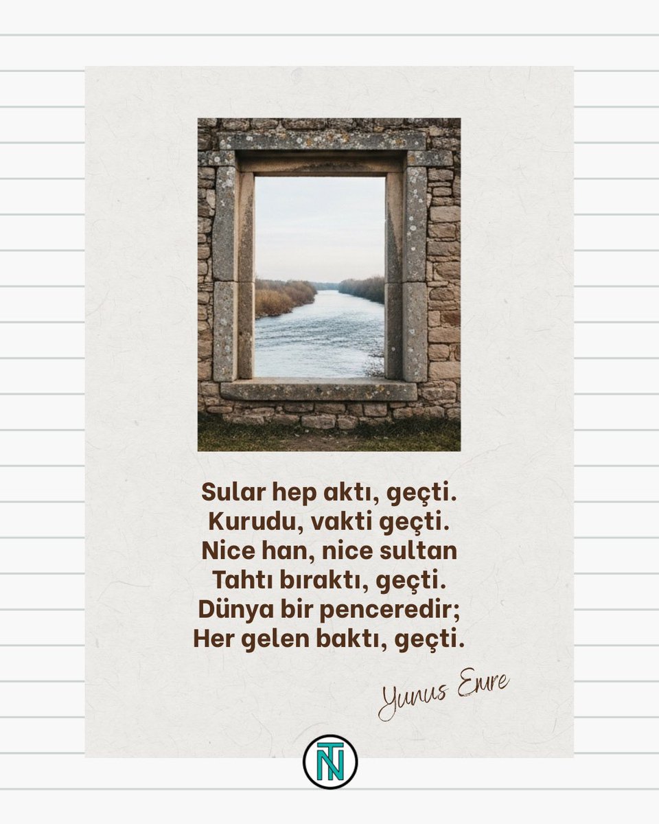 Güç, makam ve hayatın kendisi gelip geçer, geriye kalan ise insanın bıraktığı izdir. 

#Fânilik #YunusEmre #HayatGeçici #İzBırakmak #Tasavvuf