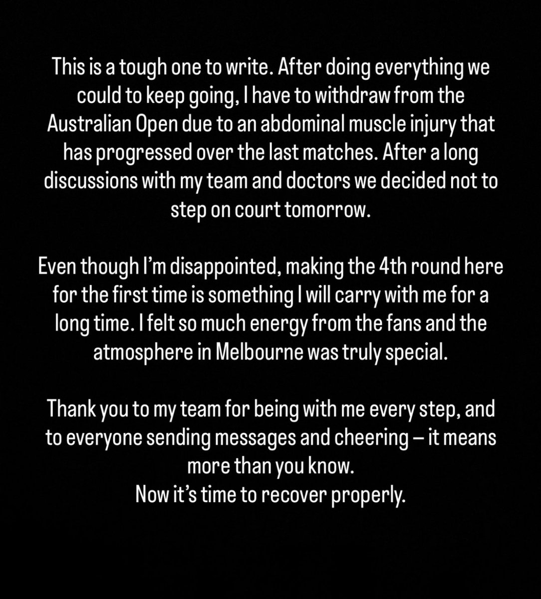 edgeAIapp's tweet image. Jakub Mensik withdrew from his Round of 16 match against Novak Djokovic. 

He said on Instagram that he has an abdominal issue. 

Djokovic advances to the Quarterfinals.