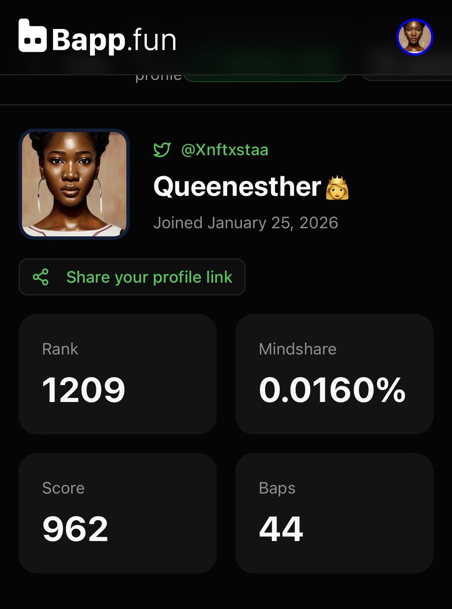 Top 1000 on <a href="/Bappfun/">Bapp.fun</a> is looking impossible for me 
Despite all my posts my rank keeps dropping but my $BAPP keeps increasing

If you come across this post please engage with me so I can rank up