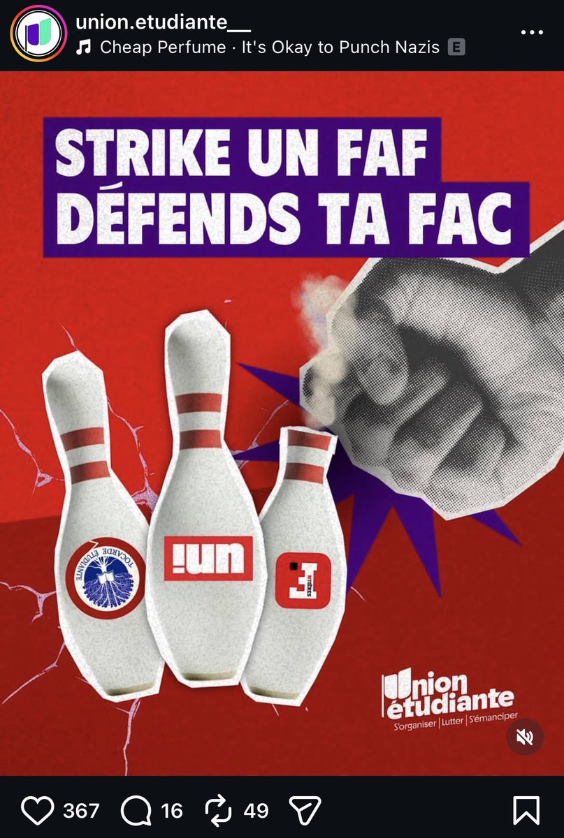 À 10j des élections CROUS, en pleine campagne, l’Union Étudiante (proche de LFI) appelle à nous frapper, ainsi que l’UNI et <a href="/Frontieresmedia/">Frontières</a>.

<a href="/PhBaptiste/">Philippe Baptiste</a> allez-vous agir contre ces incitations à la violence ? Ou attendrez-vous qu’on se défende pour nous faire porter le chapeau ?