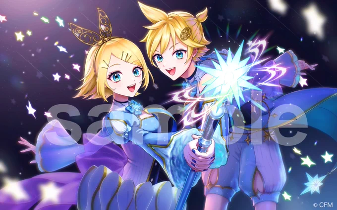 お知らせ Gemini /めろくる feat. 鏡音リン、鏡音レン【クラッシュフィーバー × 初音ミク コラボ楽曲】 イラスト担当させていただきました