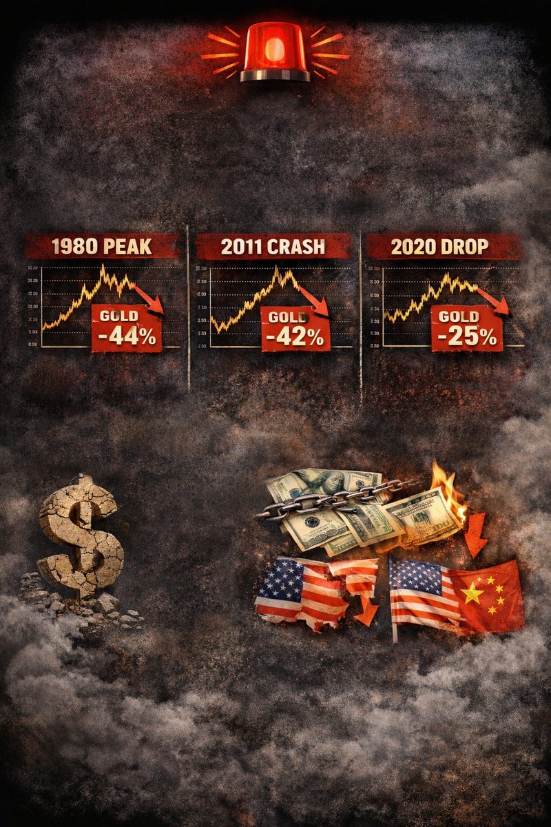 DFutureMoney's tweet image. 🚨 Gold could crash the market 

I’m not here to scare you. But if you hold gold, you NEED to read this.

Everyone sees the signal. 99% of people ignore it.

In the last 12 months: 

• Gold printed multiple ATHs
• Stocks are weak
• $BTC is volatile
• $USD is sliding

This…