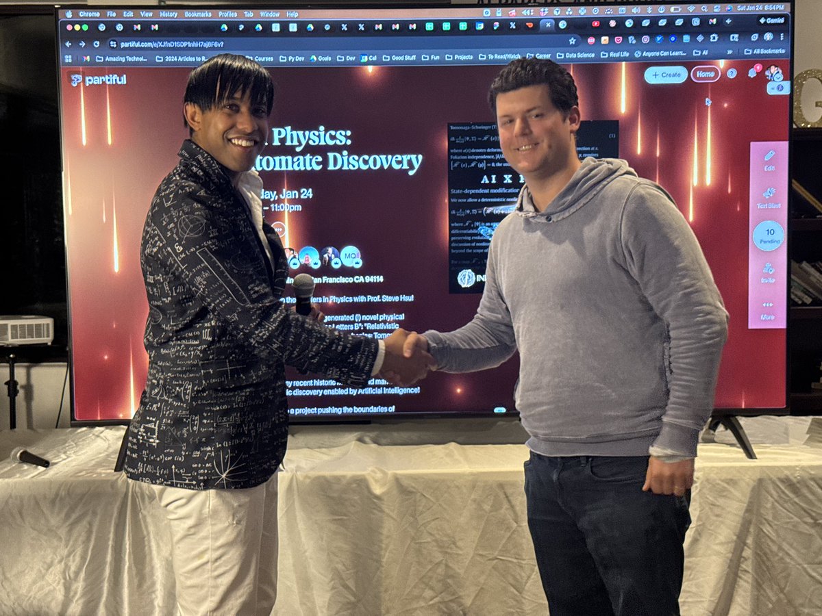 AGIHouseSF's tweet photo. Our winners tonight:

🥇Jehan Azad (atvbt DOT com) and Anya @quantumanya were awarded 1st prize for Super Heavy Element Nucleosynthesis in Fusion Reactors

🥈Dom @domsteil was awarded 2nd prize for Gravity Research AI Network

🥉Klu Karen awaarded 3rd prize for Physics Sentinel https://t.co/HmtqDyHzHT
