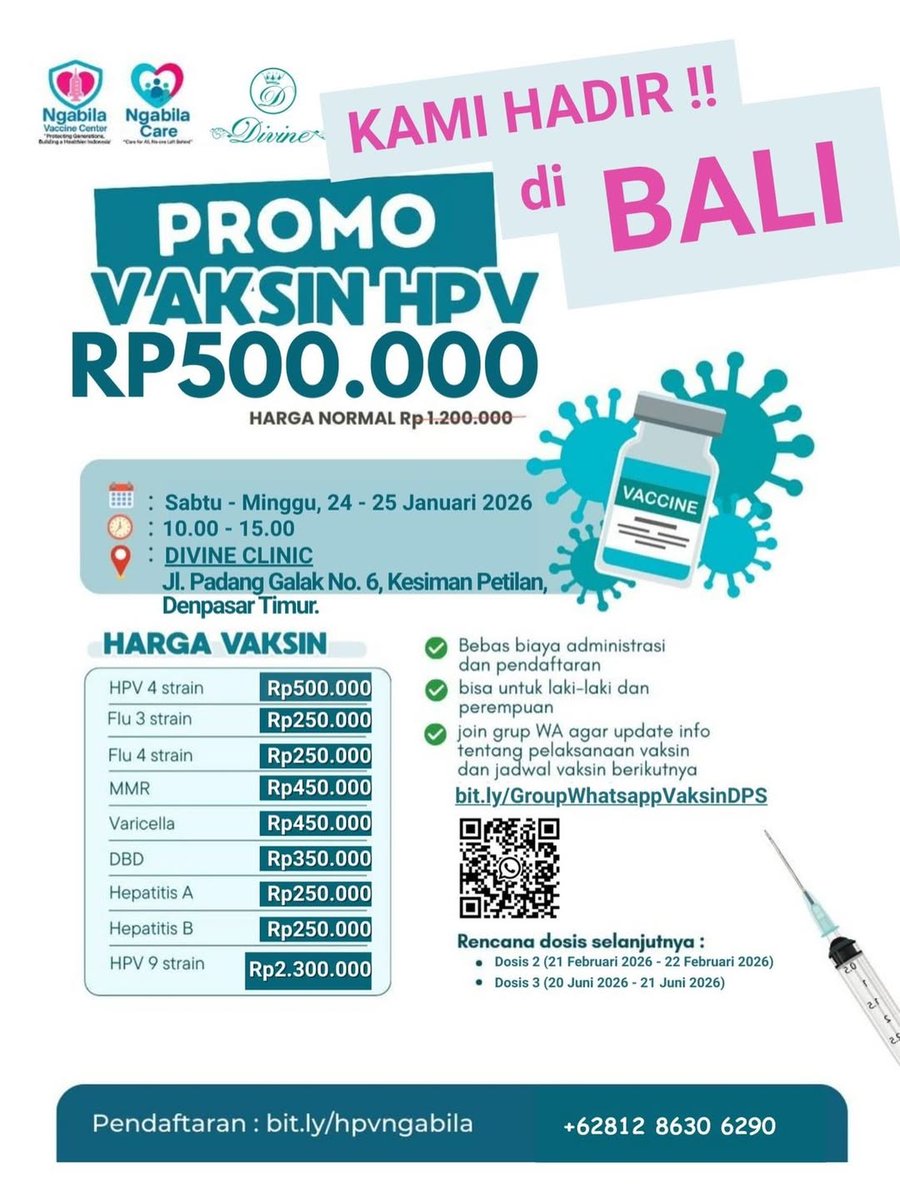 Silahkan, vaksin HPV bisa mencegah penularan vurus HPV penyebab kutil kelamin dan kanker serviks dan kanker anus😄