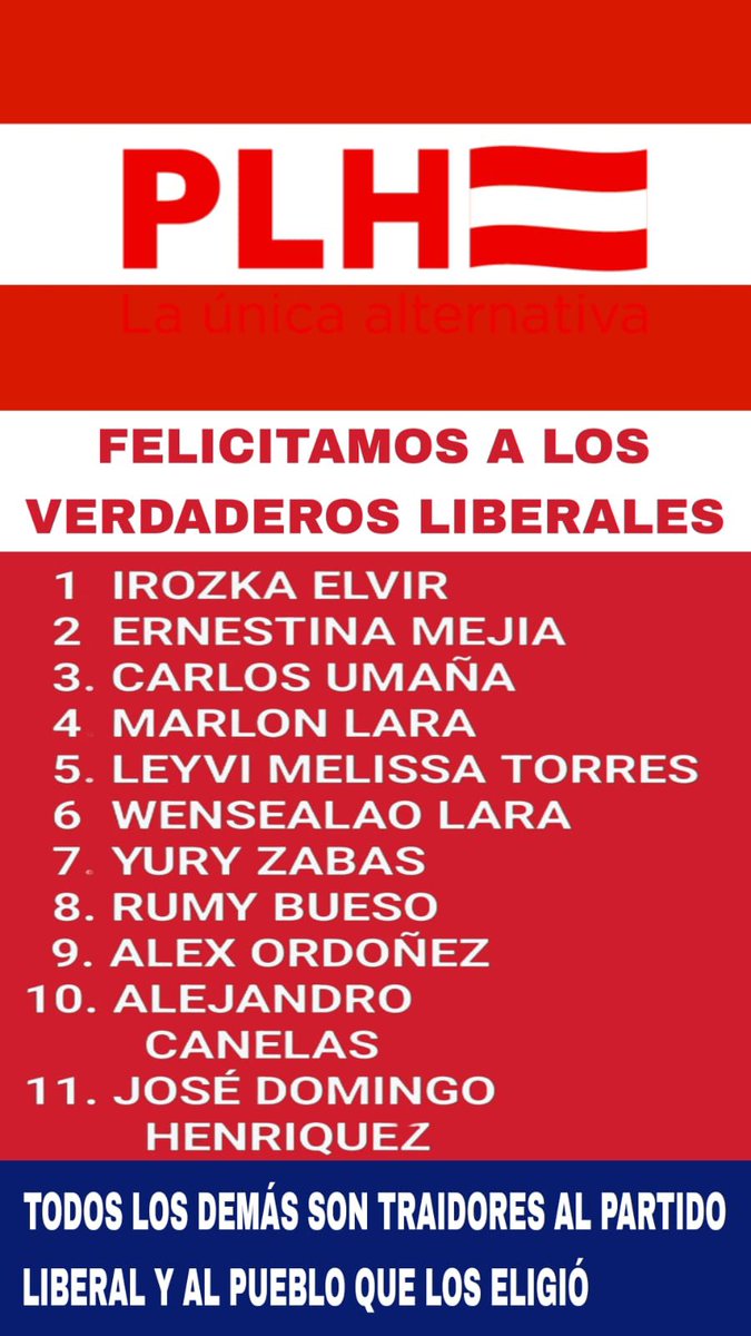 Agradezco a estos 11 diputados liberales honestos en quienes confiamos para hacer desde el Congreso Nacional 2026/2030 los cambios que necesita Honduras. Buscaremos  más personas limpias para rescatar Honduras. <a href="/Oficial_PLH/">Partido Liberal de Honduras</a>