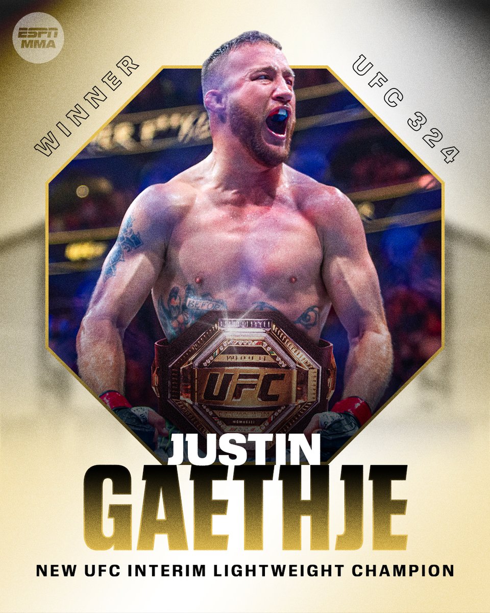 JUSTIN GAETHJE IS NOW A TWO-TIME INTERIM LIGHTWEIGHT CHAMP 🏆 #UFC324 

AN INSTANT CLASSIC 🔥