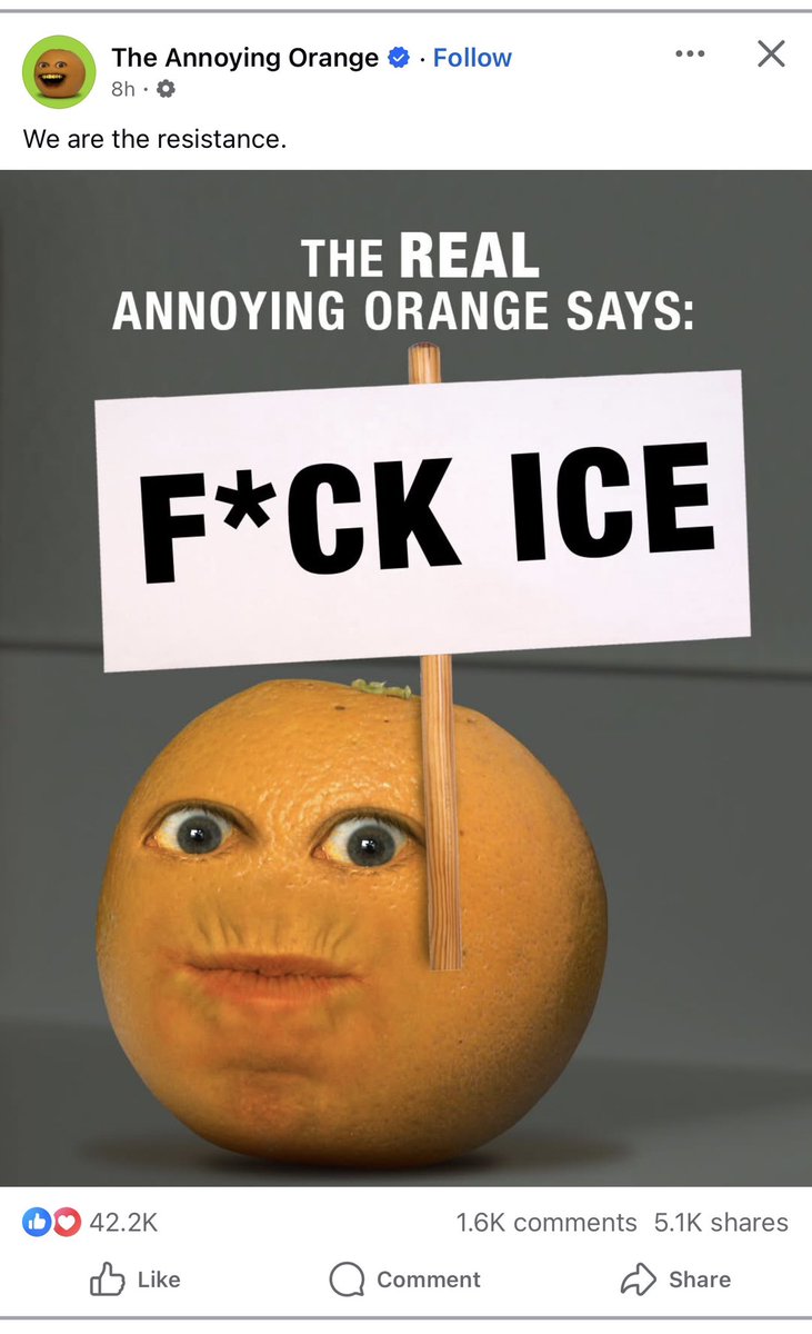 salaciousbcum's tweet photo. the annoying orange has weighed in…it’s so over https://t.co/WLSWsV96HZ