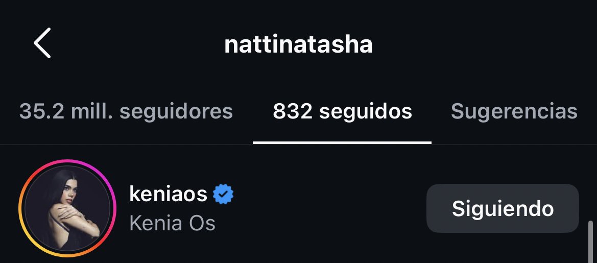 Natti Natasha comenzó a seguir a Kenia Os en Instagram, ahora se siguen mutuamente.