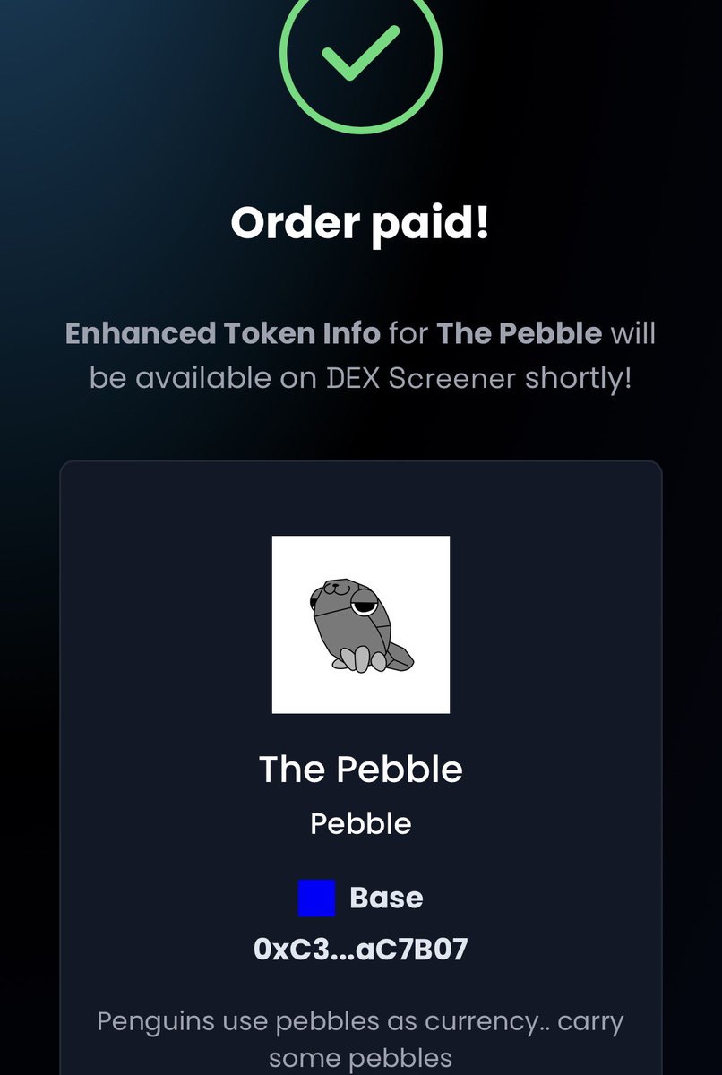 dex paid on $pebble 🫡