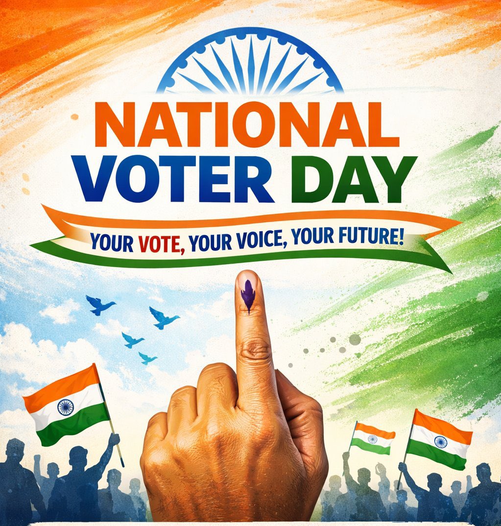 GaganPratapMath's tweet image. आपका वोट आपकी आवाज़ आपका अधिकार है।🇮🇳

‘राष्ट्रीय मतदाता दिवस’ पर यही संदेश है कि हर वोट मायने रखता है।
जब हम मतदान करते हैं, तो देश के भविष्य में अपनी भागीदारी दर्ज करते हैं।

आइए, जागरूक बनें, जिम्मेदार बनें और लोकतंत्र को मजबूत करें। 🗳️🙏🏻

#DoVote 🇮🇳
#NationalVotersDay
