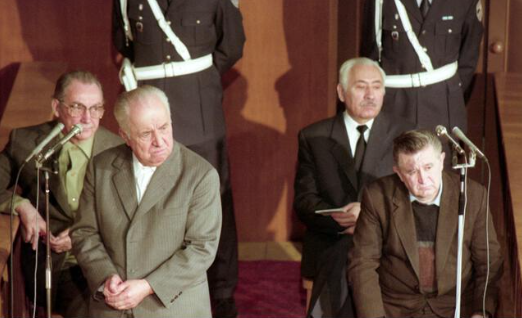 On January 27th, 1990, in Romania, about a month after communist dictator Nicolae  Ceausescu was executed, four of his top associates, Manea Mănescu, Emil Bobu,  Tudor Postelnicu, and Ion Dincă, were put